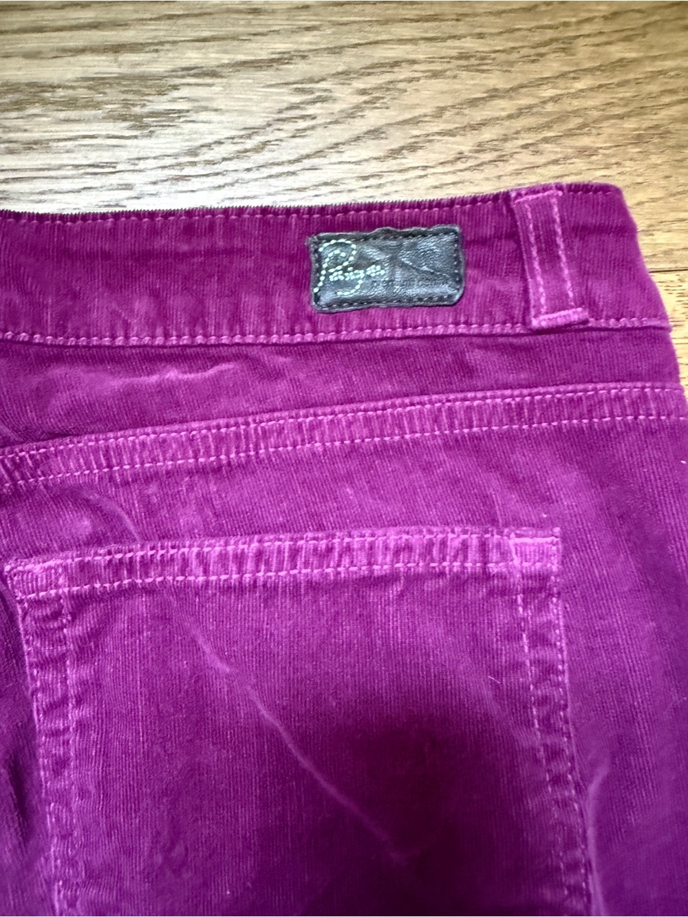 Paige Verdugo skinny Legging jeans in a vibrant color corduroy material.